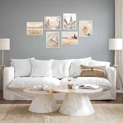 NymphFable Vintage Französisch Land Wanddekor Poster Leinwand Set 6