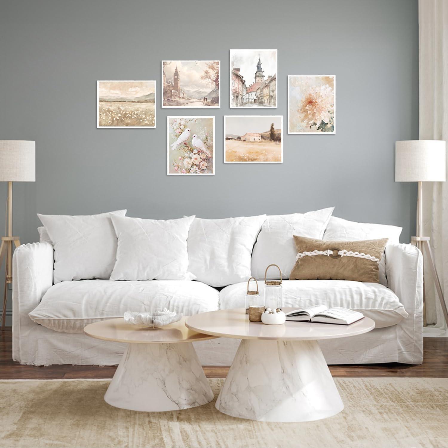 NymphFable Vintage Französisch Land Wanddekor Poster Leinwand Set 6