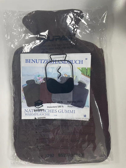 MUPAS Wärmflasche mit Vliesbezug 2L Auslaufsicher Braun
