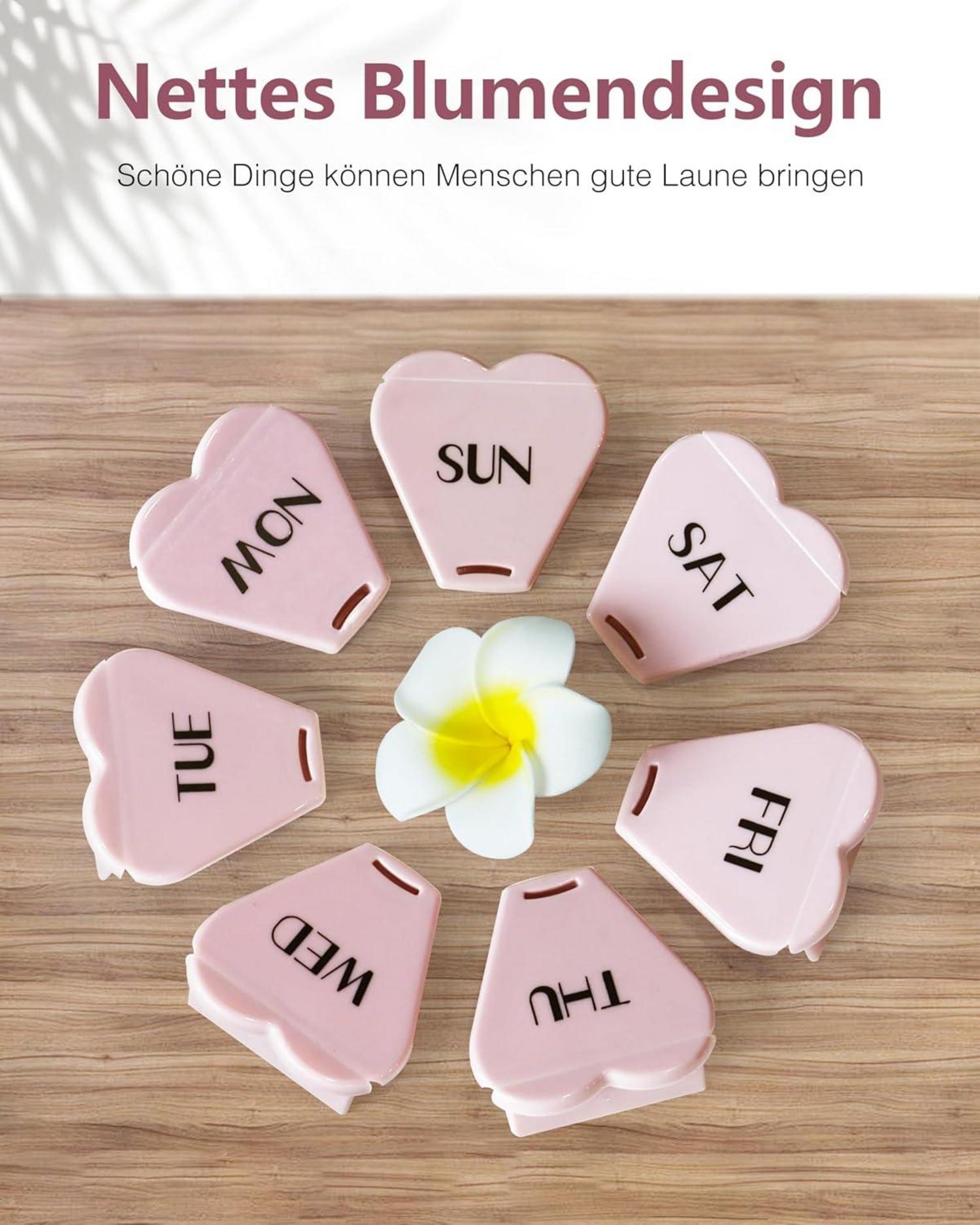 FHORAIN Runde herzförmige Pillenbox mit 7 Fächern Woche