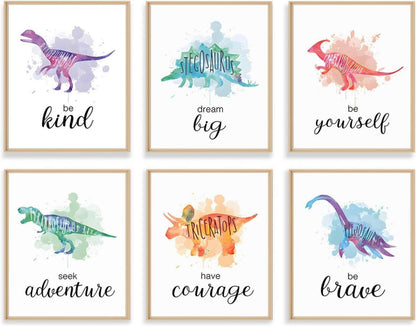 Dinosaurier Poster Set Inspirierende Zitate Leinwand Bilder 8x10 6er