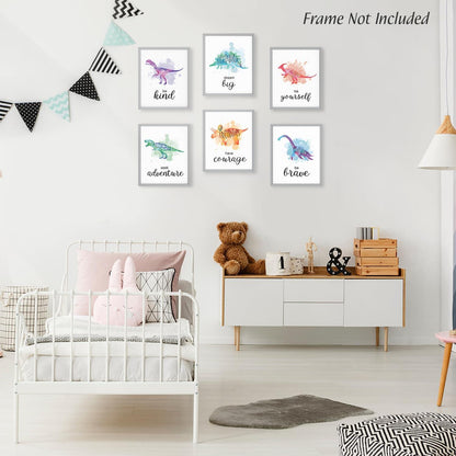 NymphFable Dinosaurier Poster Set 8x10 ungerahmt - Inspirierende Zitate Leinwand Bilder Kinderzimmer Wanddekoration