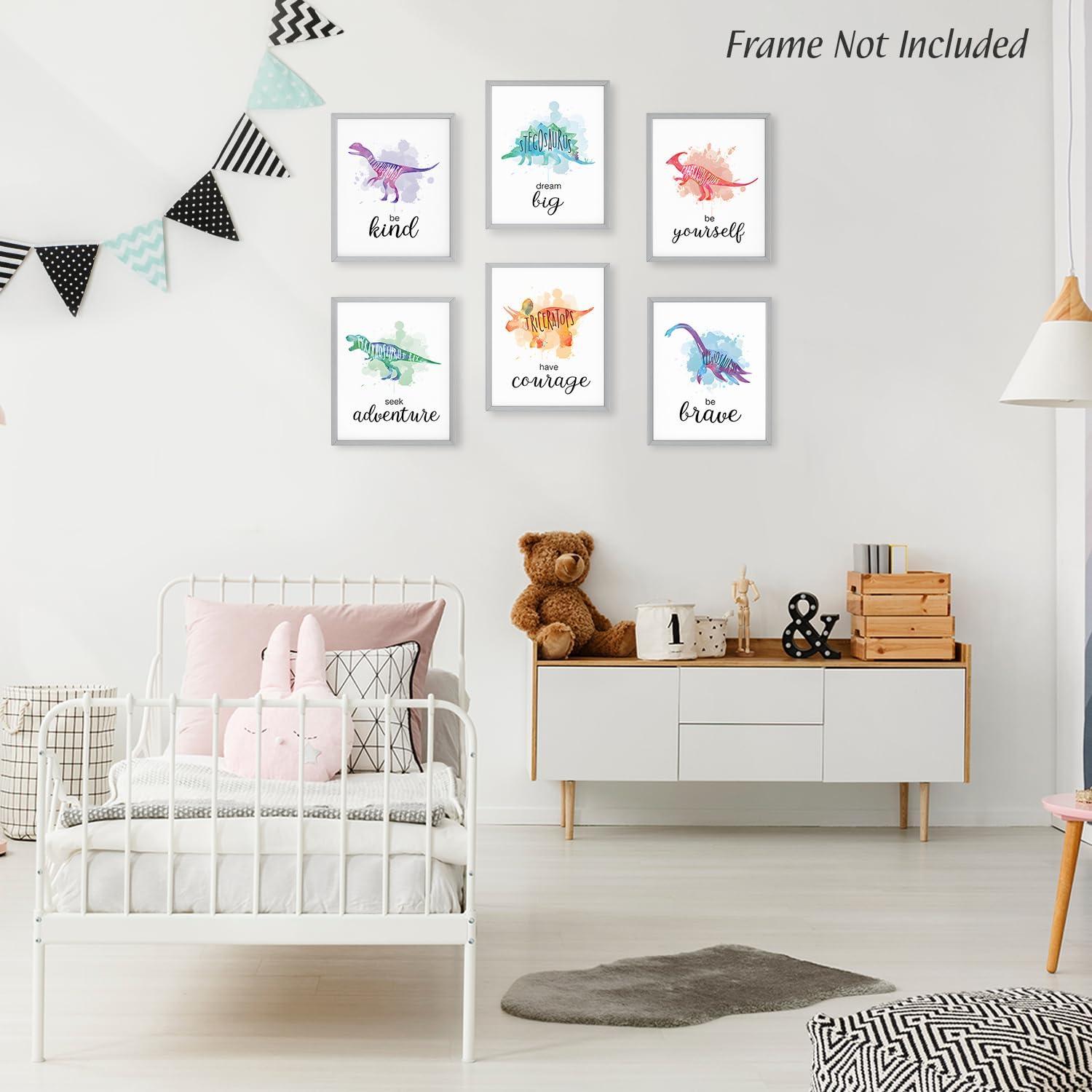 NymphFable Dinosaurier Poster Set 8x10 ungerahmt - Inspirierende Zitate Leinwand Bilder Kinderzimmer Wanddekoration