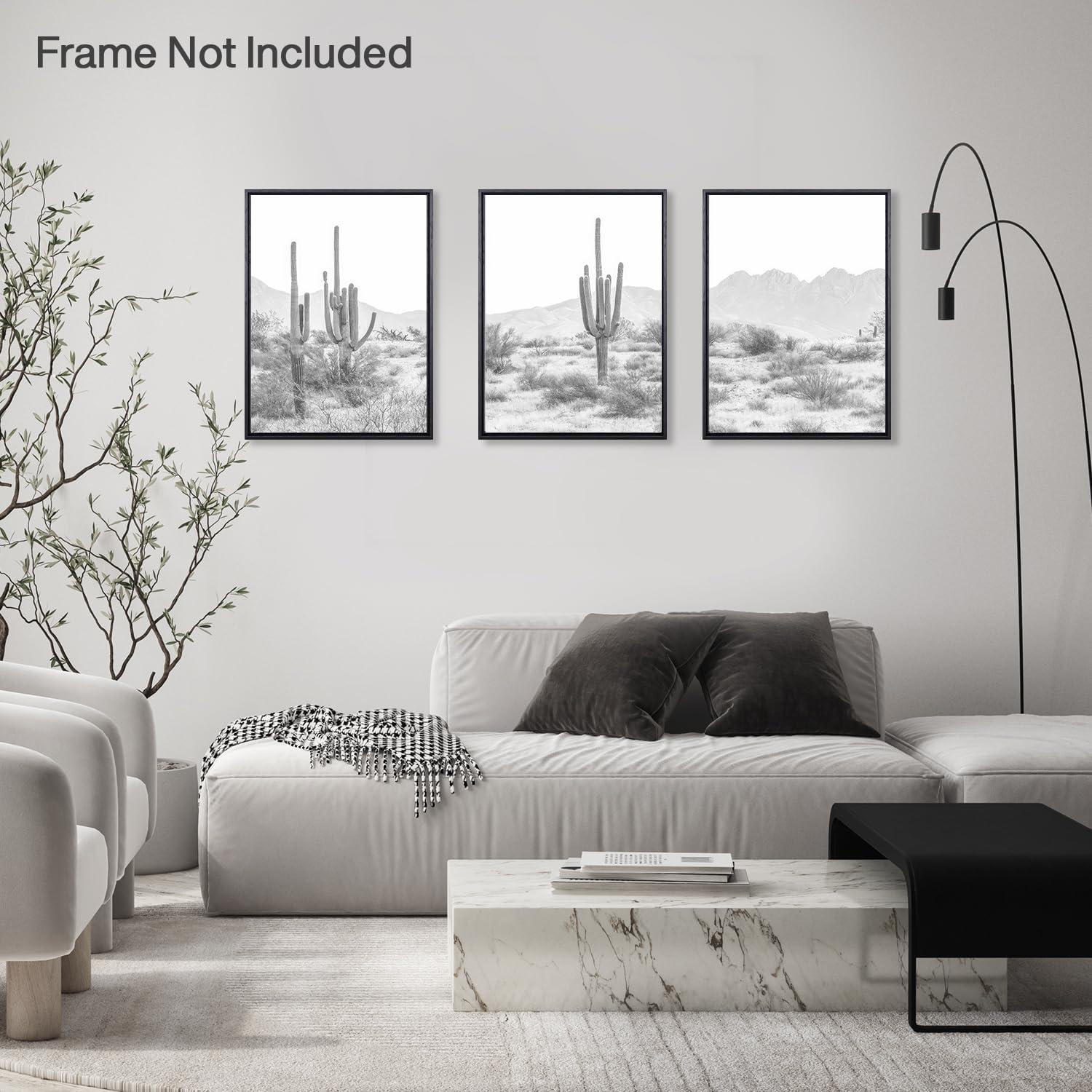 Schwarze weiße Kaktus Wanddekoration Poster Wüste Landschaft