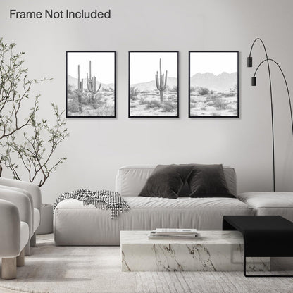 Schwarze weiße Kaktus Wanddekoration Poster Wüste Landschaft