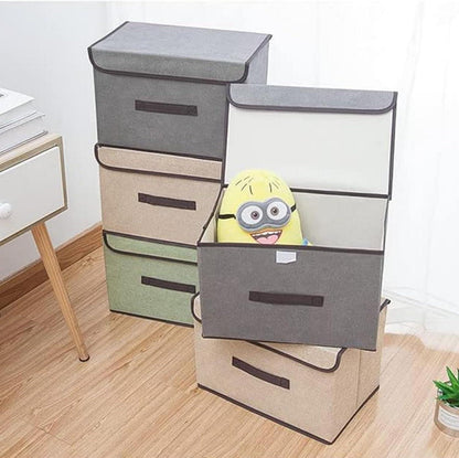 Aufbewahrungsbox Stoff mit Deckel 6er Set 25.5x19x16cm - Foldable Storage Cubes