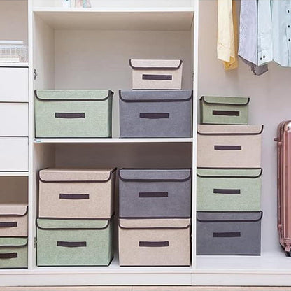 Aufbewahrungsbox Stoff mit Deckel 6er Set 25.5x19x16cm