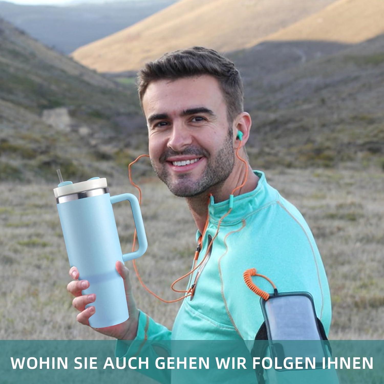 Thermobecher 40oz für Heißer & Kalter Getränke mit Strohhalm - Blau