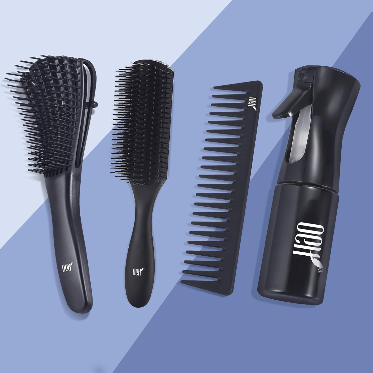 Entwirrungsbürste Haarsprayflasche 9-reihige Bürste Set Schwarz