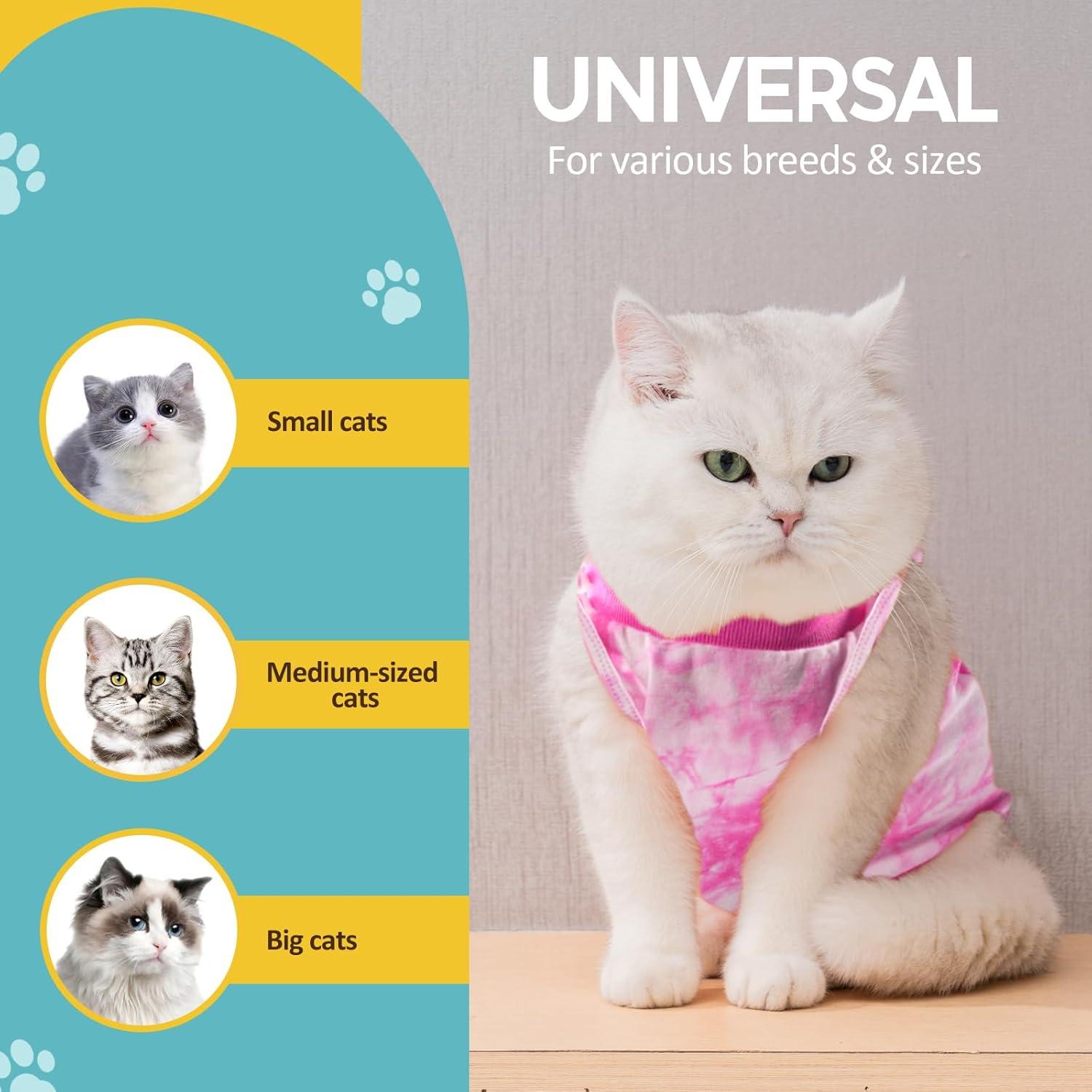 Katzenbody Erholungsanzug Modal Recovery Kastration Spay L-Tiedye Rosa