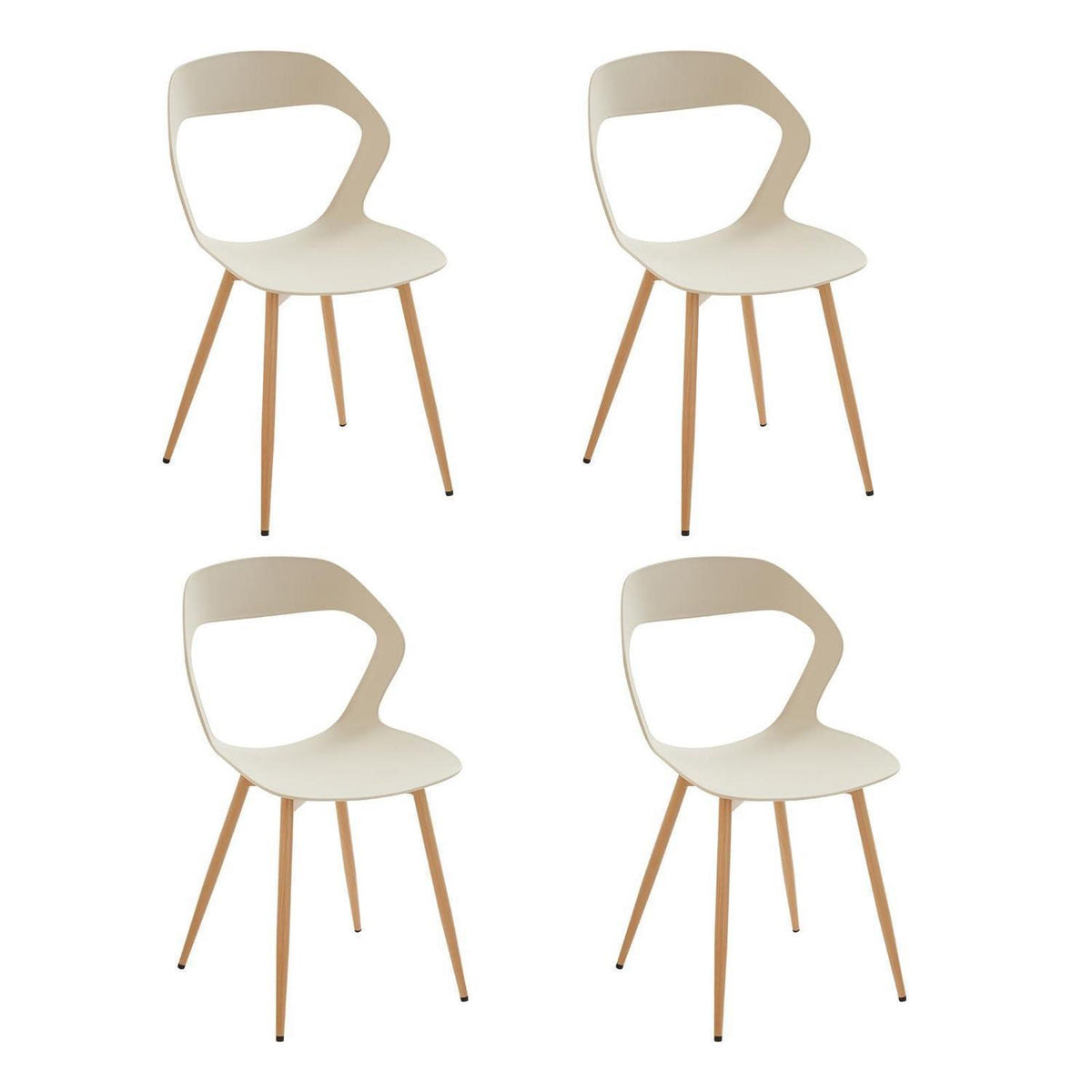 Nordischer Esszimmerstuhl Set 4er – Khaki & Holzoptik