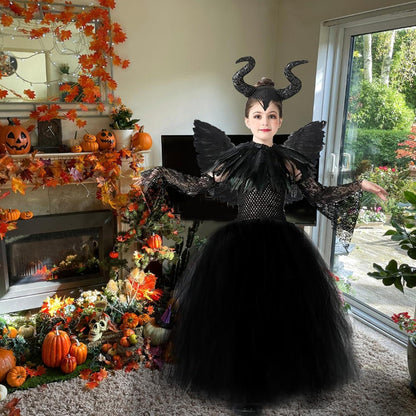 AOLIUP Halloween Maleficent Kinderkostüm Böse Königin Set XL