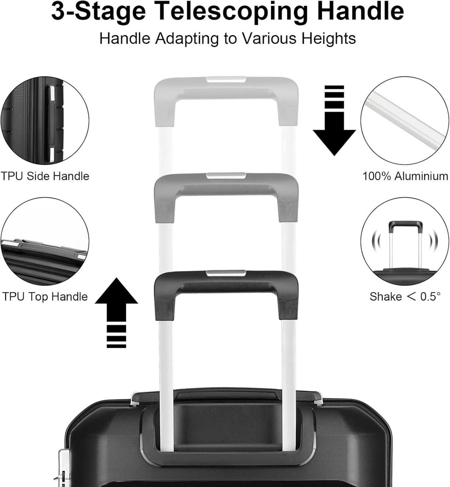 Sea Choice Reisekoffer 66cm Schwarz Trolley 4-Rollen TSA Handgepäck