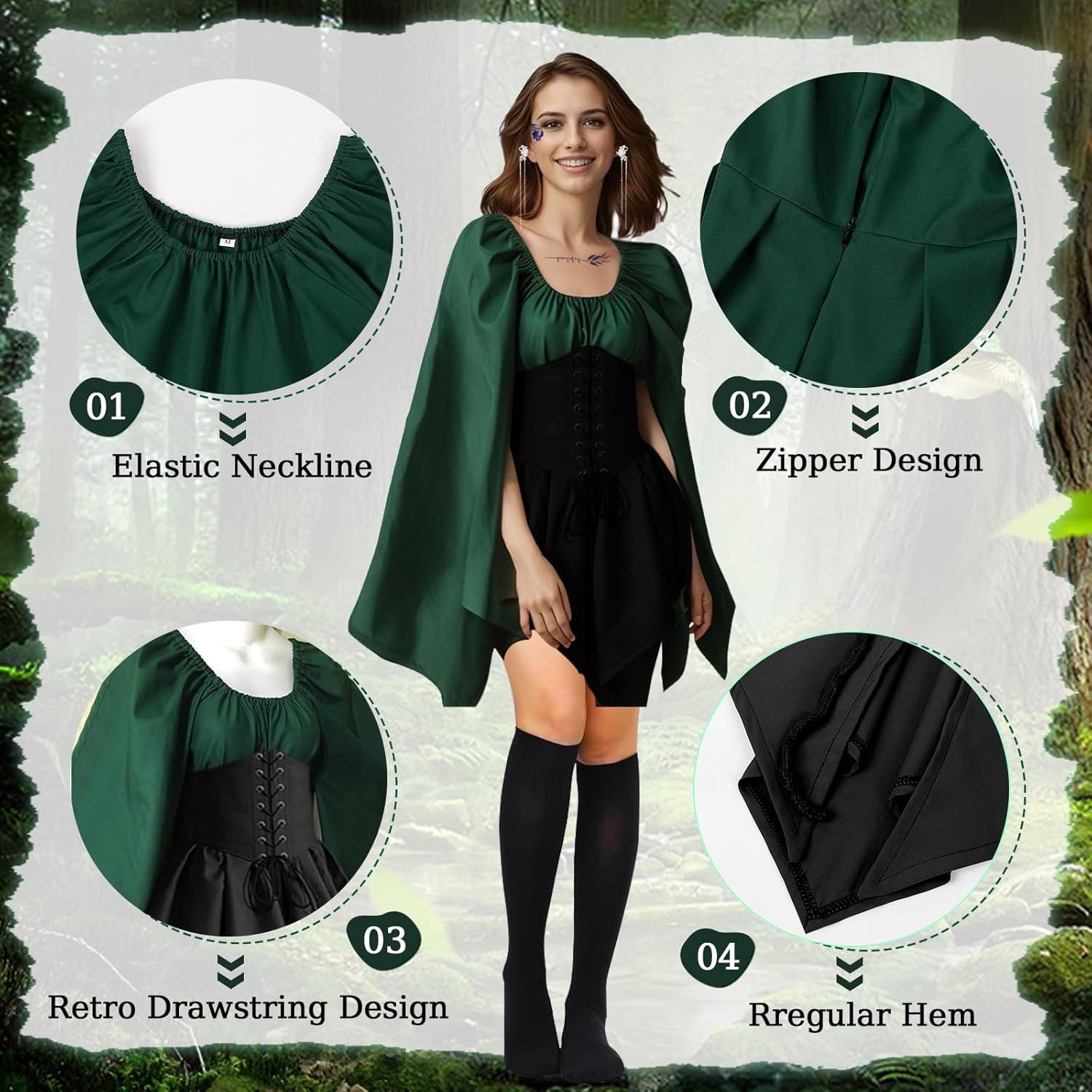 BIQIQI Elfen Mittelalter Renaissance Damen Kostüm Kleid