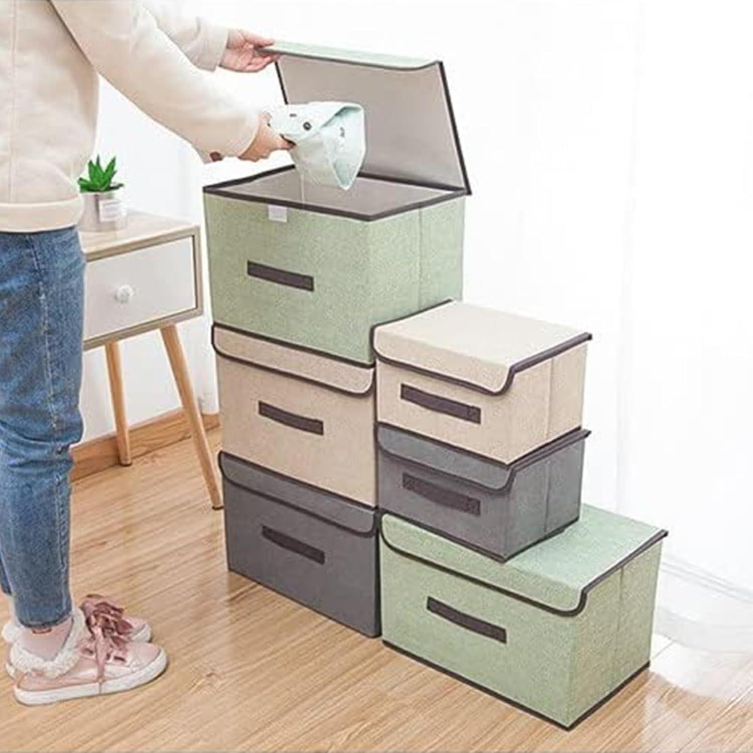 Aufbewahrungsbox Stoff mit Deckel 4er Set 22L 36*23*24cm - Wintfarm