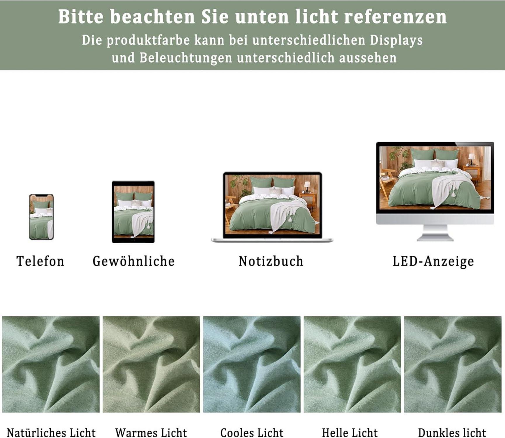 Grüne Kissenbezüge 40x80 cm 2er Set Baumwolle Leinen Textur ÖkoTex