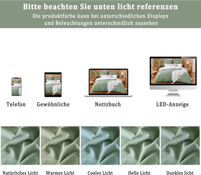 Grüne Kissenbezüge 40x80 cm 2er Set Baumwolle Leinen Textur ÖkoTex