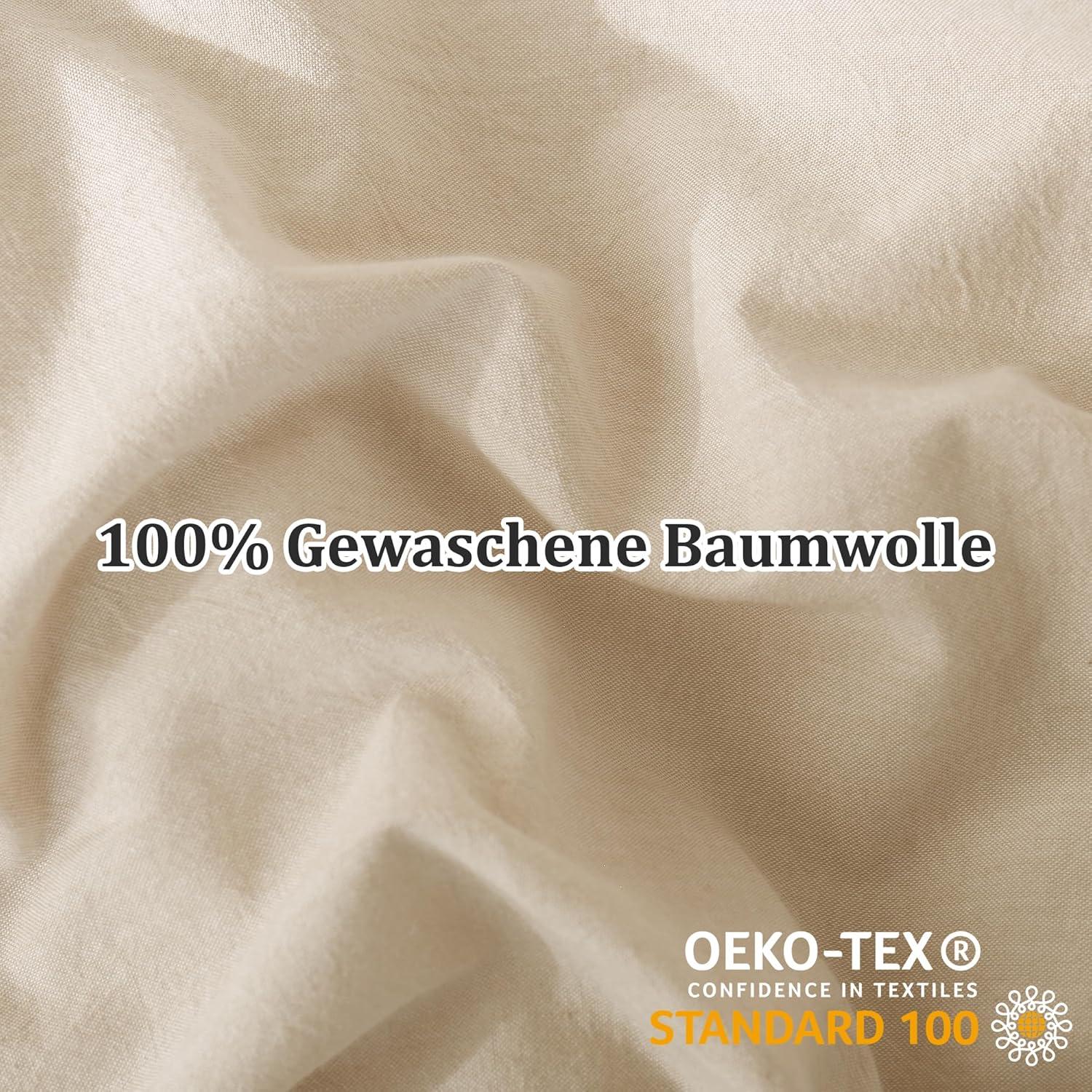 Kissenbezug 40x80 Beige 2er Set 100% Baumwolle Leinen Textur