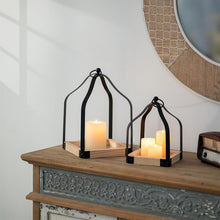 Bauernhaus Laterne Holz Metall Kerzenhalter Schwarz