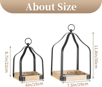 Laterne Holz Schwarz für Weihnachten Herbst Deko Metall