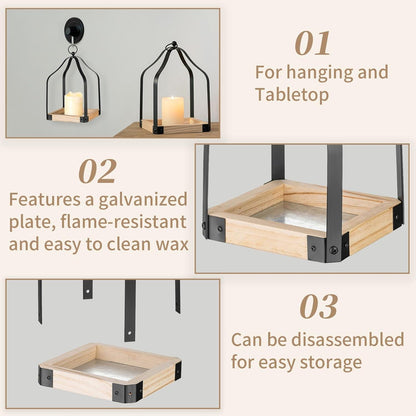 Holzlaterne Landhausstil Deko Weihnachten Herbst Metall Kerzenhalter