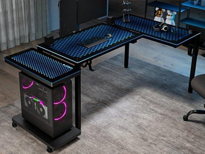 Höhenverstellbarer Computer Tower Ständer mit Rollen und Maus Pad