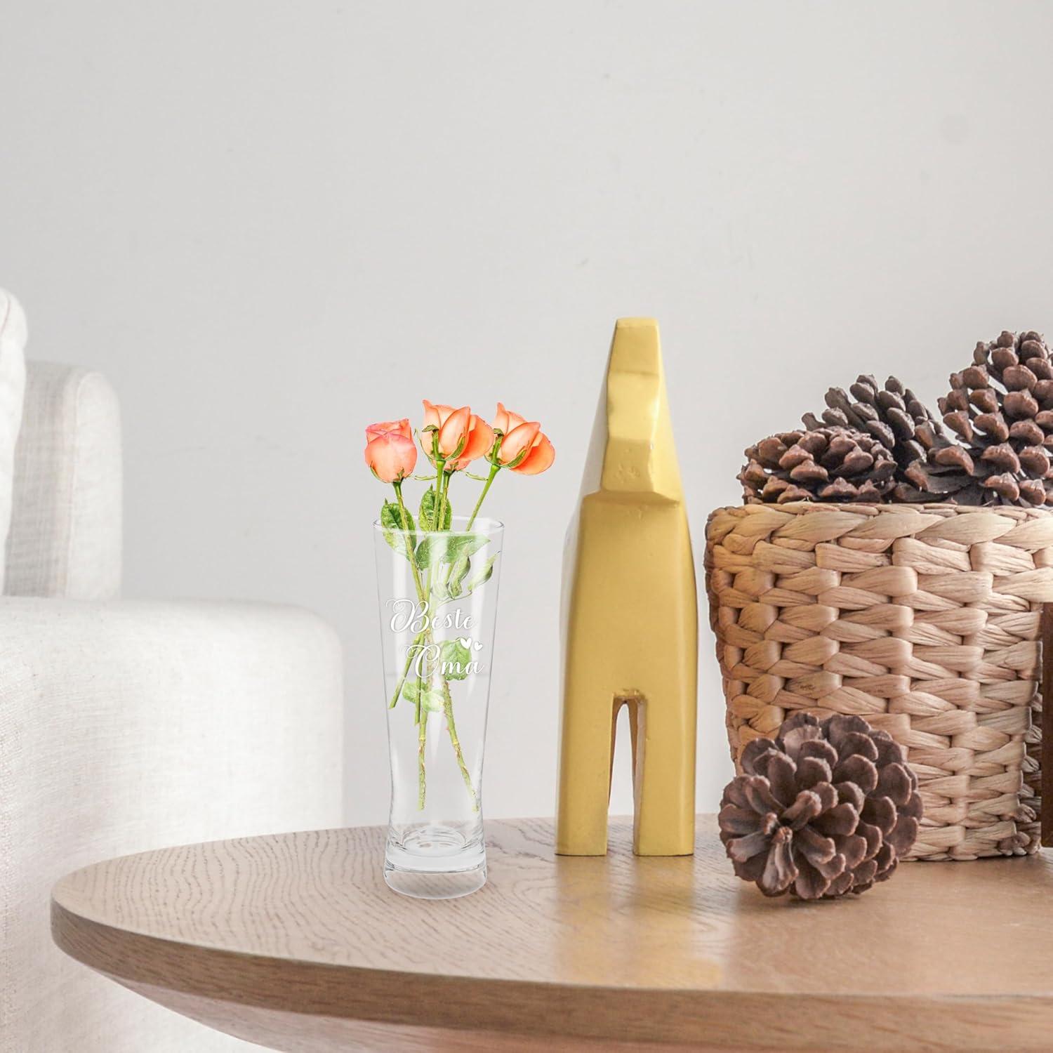 Merclix Vase Transparent Geschenk für Oma Muttertag Weihnachten 369ml