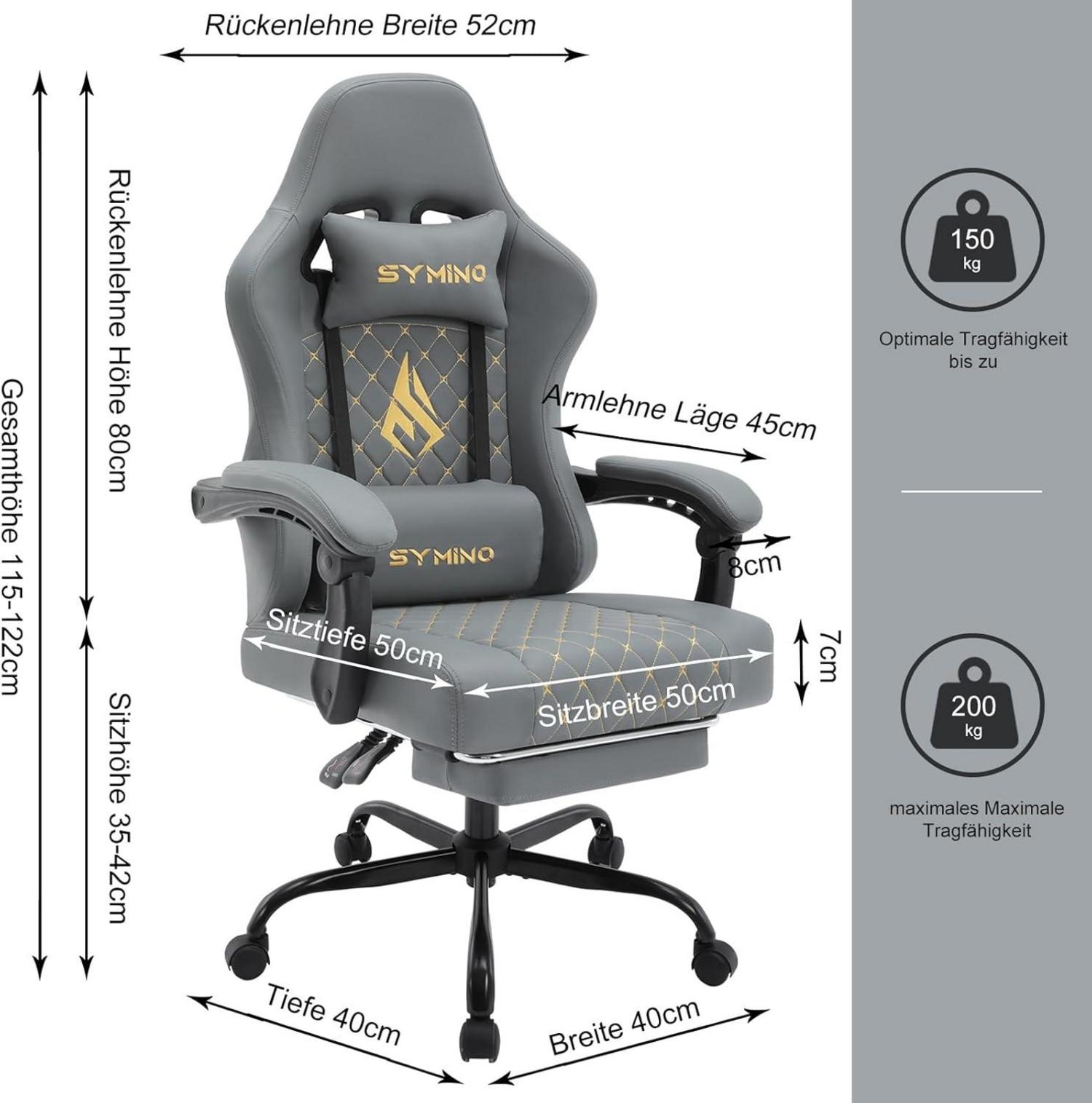 Ergonomischer Gaming Stuhl Racing Style 200 kg Belastbarkeit Vintage