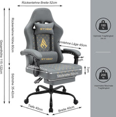 Ergonomischer Gaming Stuhl Racing Style 200 kg Belastbarkeit Vintage