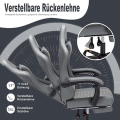 Gaming Stuhl Symino Racing Style 200 kg Belastbarkeit Vintage PU Leder Fußstütze Grau