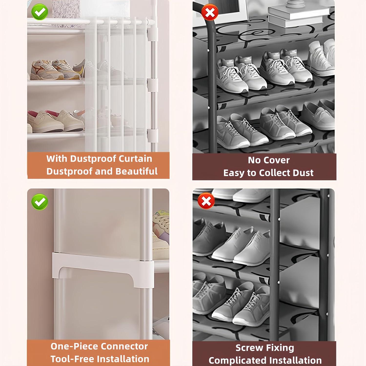 Sifxouped-Schuhregal Platzsparend Shoe Cabinet Weiß 6 Levels 79.5 x 30.5 x 99 CM