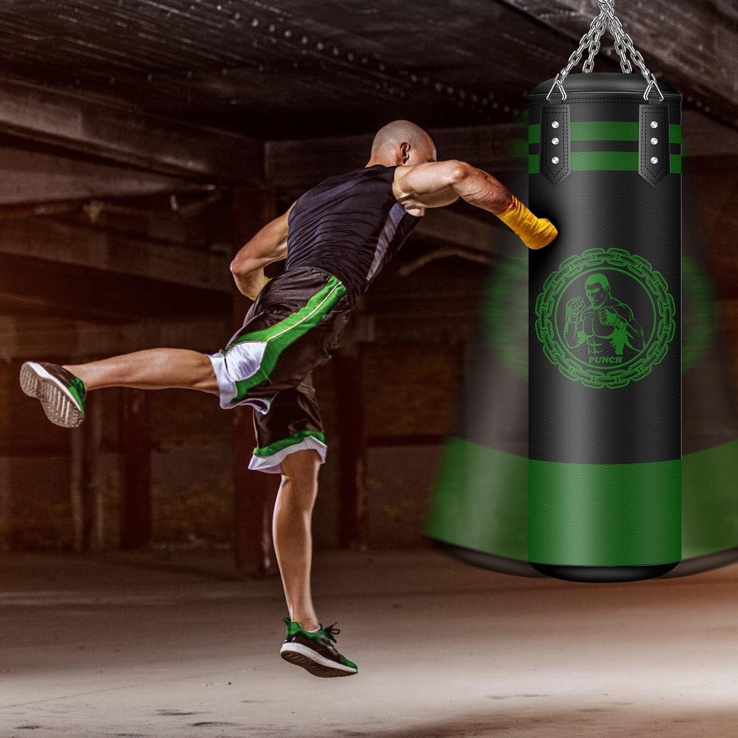Boxsack Hängend Set Unausgefüllt Microfiber Leder Training Fitness MMA Kickboxen