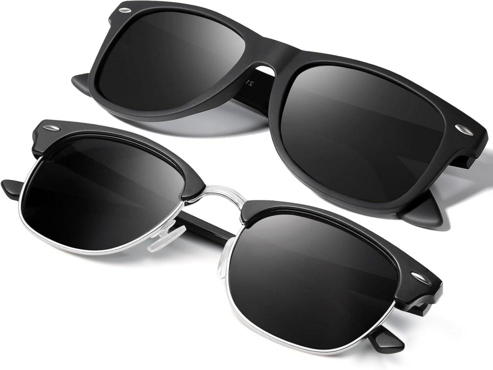 Polarisierte Sonnenbrille UV400-Schutz Retro Style Schwarz