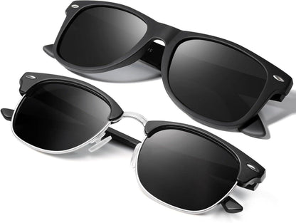 Polarisierte Sonnenbrille UV400-Schutz Retro Style Schwarz