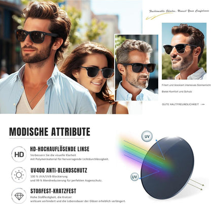 Polarisierte Sonnenbrille Herren Damen UV400 Schutz Retro Schwarz