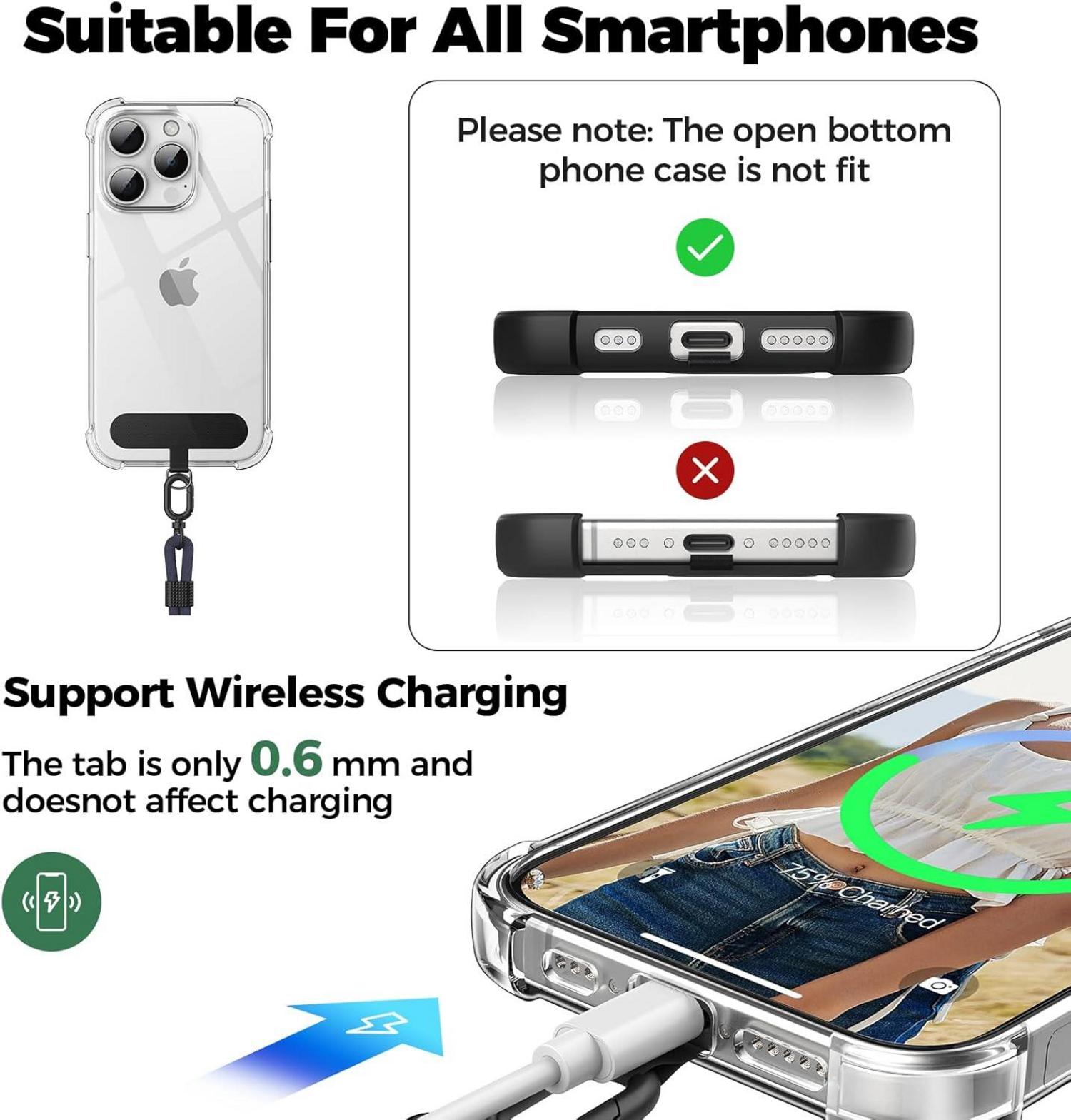 Handykette für alle Smartphones, Kette zum Umhängen - Dunkelgrau