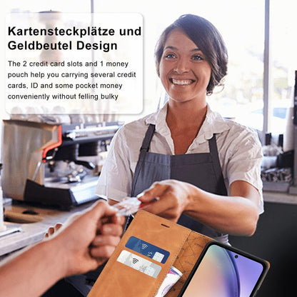 Ailicici Samsung Galaxy A54 5G Hülle Leder Flip Wallet Schutzhülle Brown
