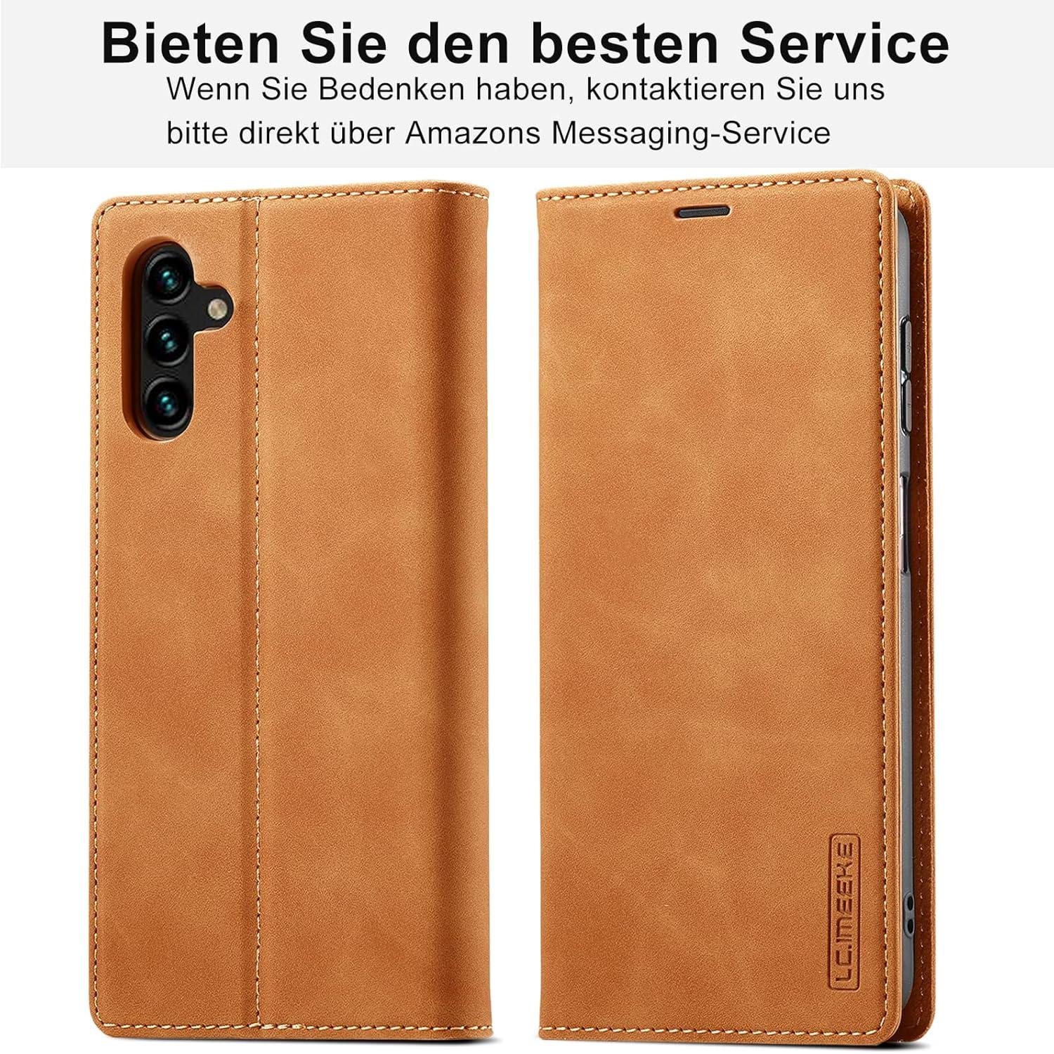 Samsung Galaxy A54 5G Hülle Leder Flip Wallet Schutzhülle braun