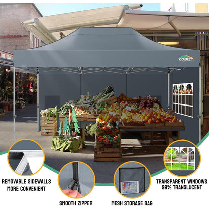 Faltpavillon 3x4.5 Wasserdicht mit Seitenteilen – Grau