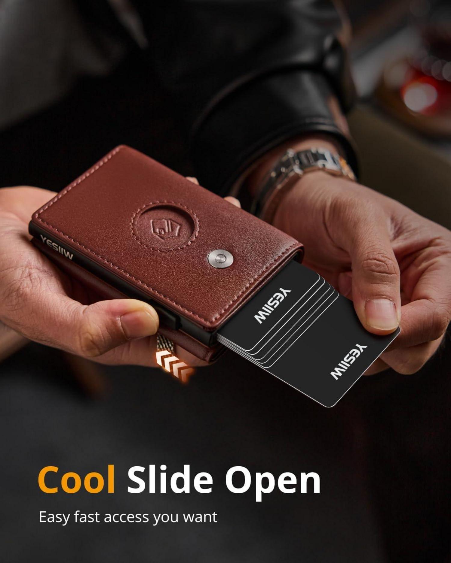 YESIIW RFID Herren Geldbörse Airtag Wallet mit Münzfach