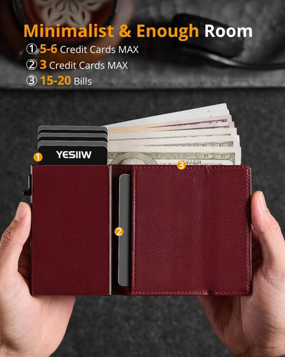 YESIIW RFID Geldbörse Herren Airtag Wallet mit Münzfach und RFID-Schutz