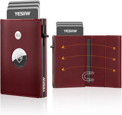 YESIIW Herren Geldbörse Airtag Wallet RFID Schutz Slim Wallet Münzfach