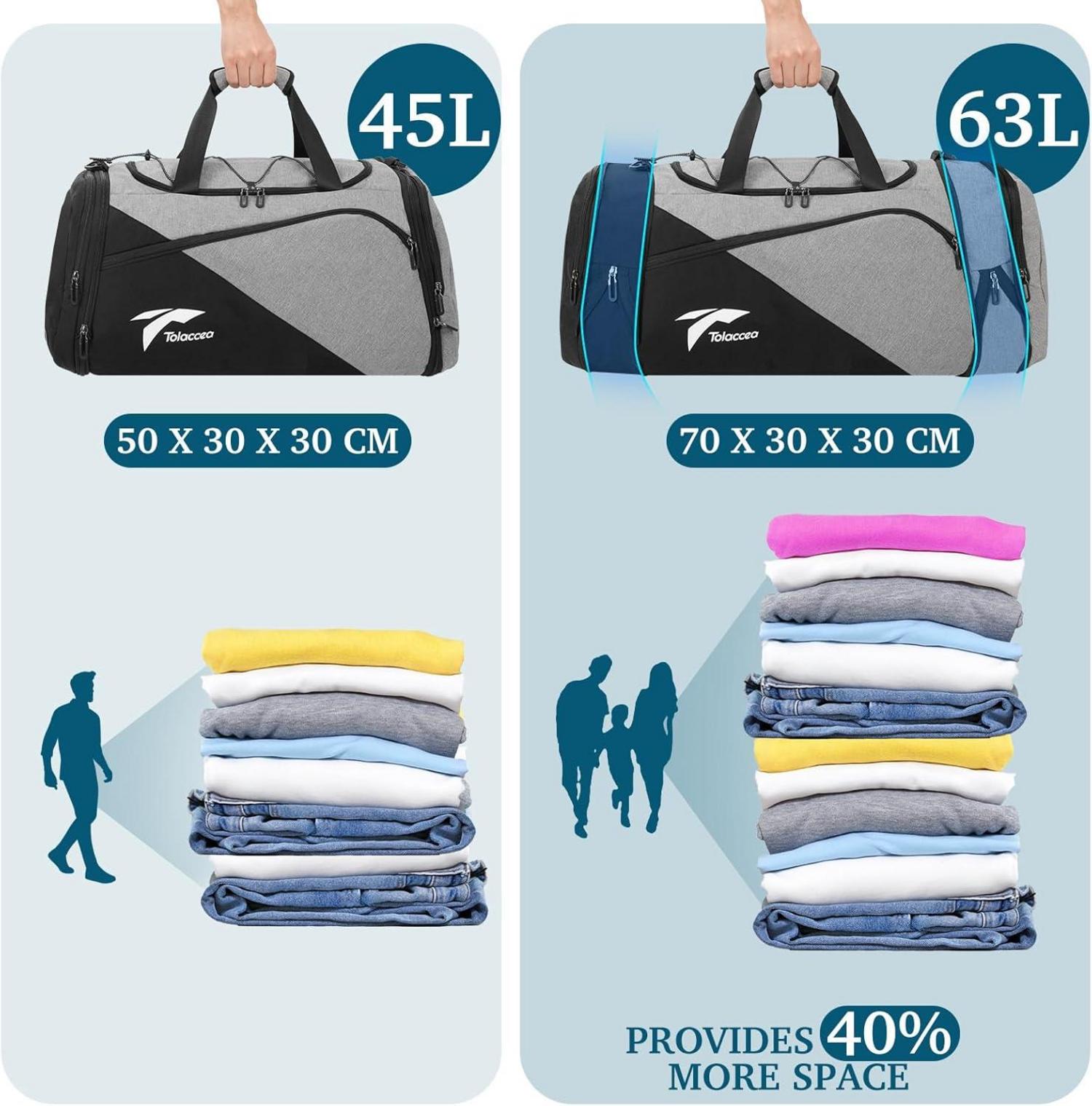 Sporttasche Rucksack 63L Groß Schuhfach Nassfach