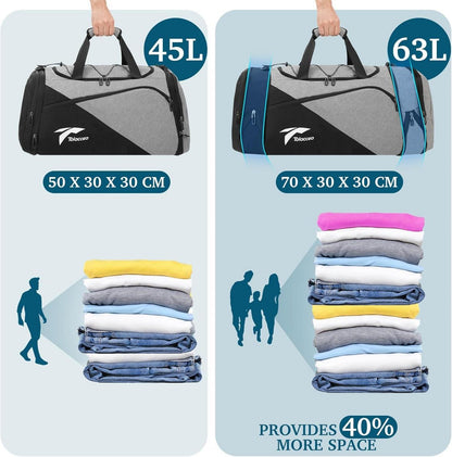 Sporttasche Rucksack 63L Groß Schuhfach Nassfach
