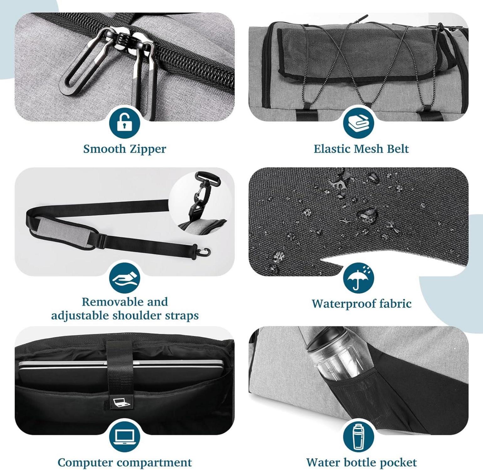 Sporttasche Rucksack 72L mit Schuhfach Nassfach Laptopfach
