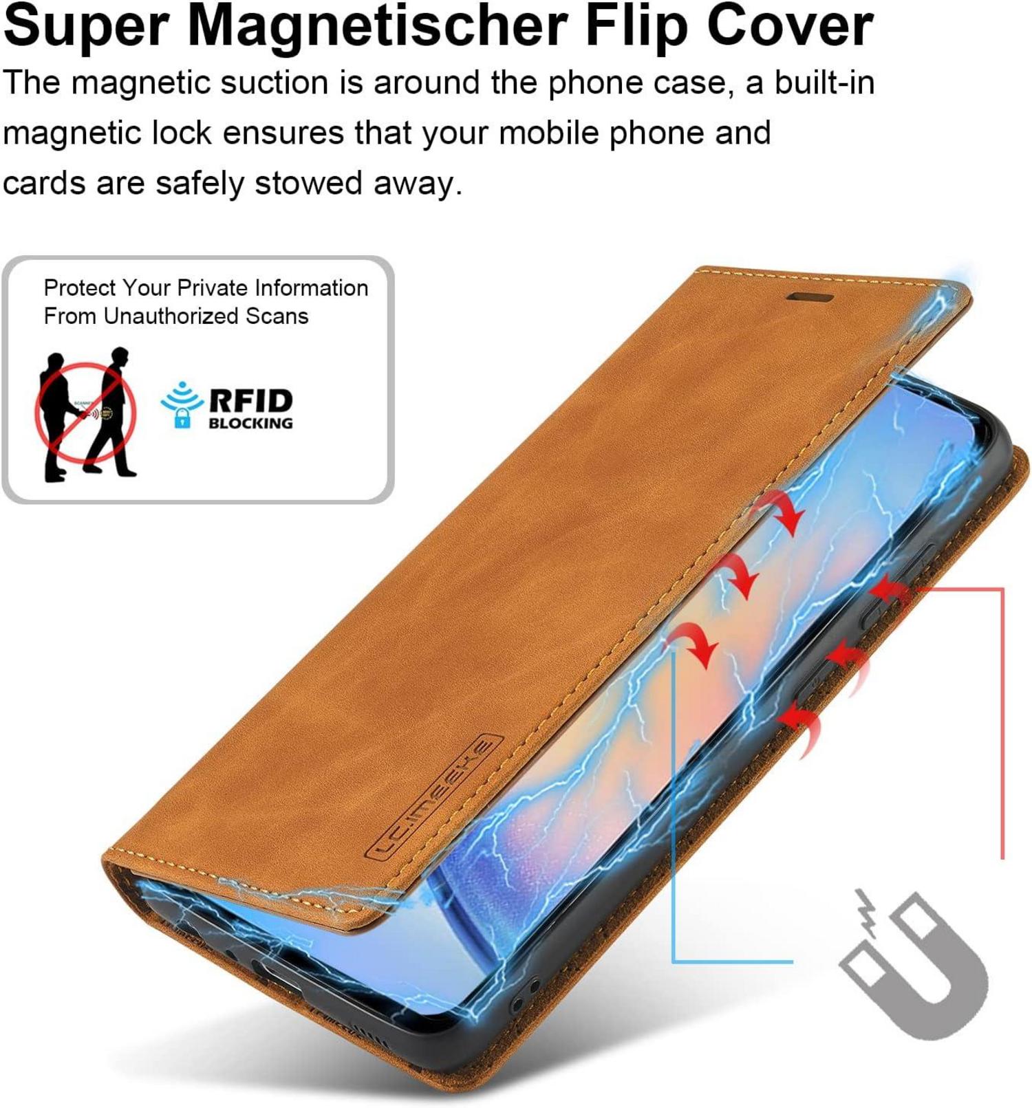 Samsung Galaxy A34 5G Hülle Leder mit Schutzfolie Klappbar Flip Wallet
