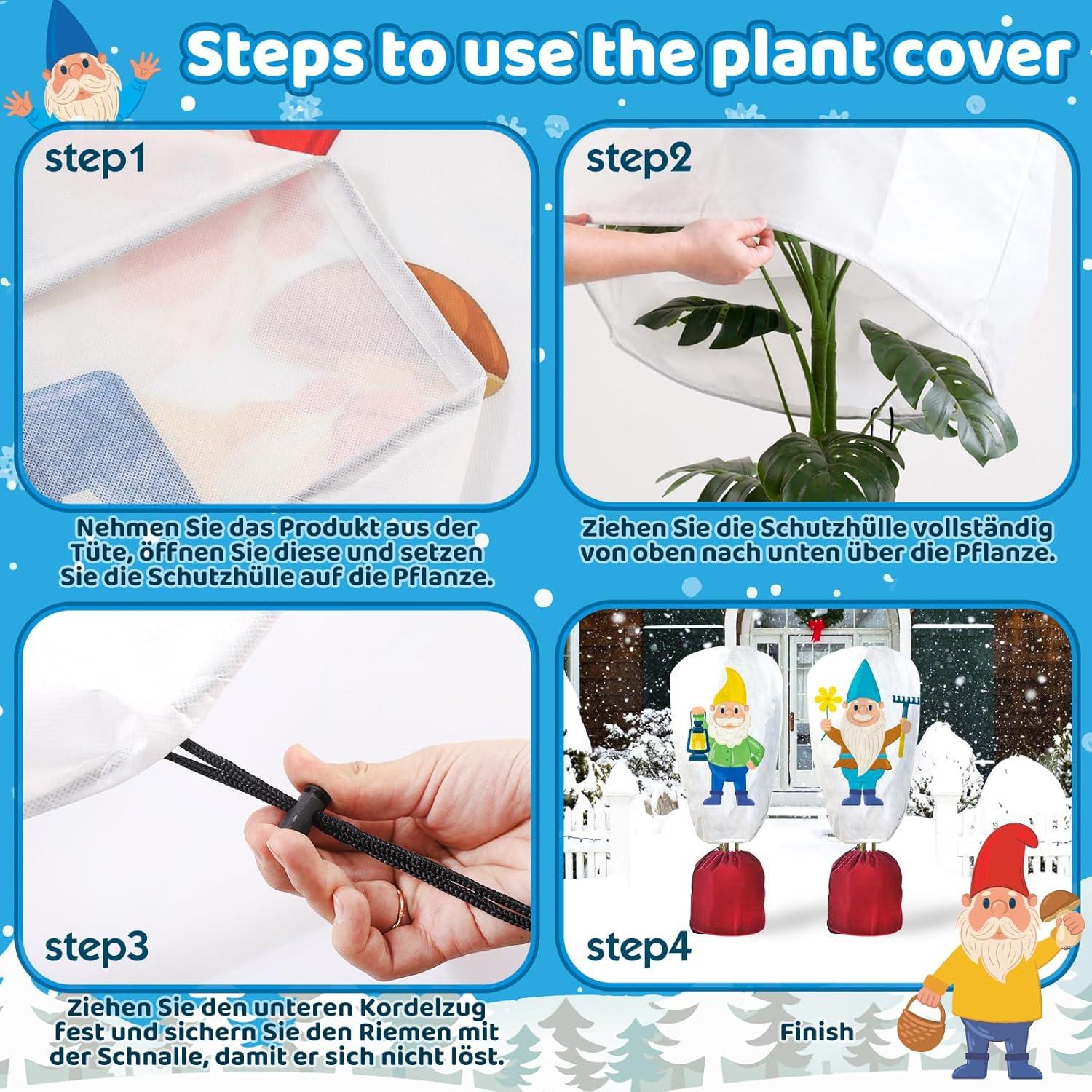 Winter-Deko-Vlieshaube 90x110cm Frostschutz Pflanzenabdeckung 4er-Set