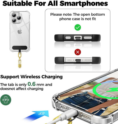 Handykette Universal für alle Smartphones Gold mit 2 Einstellbar Schlüsselband und 2 Universelles Pad