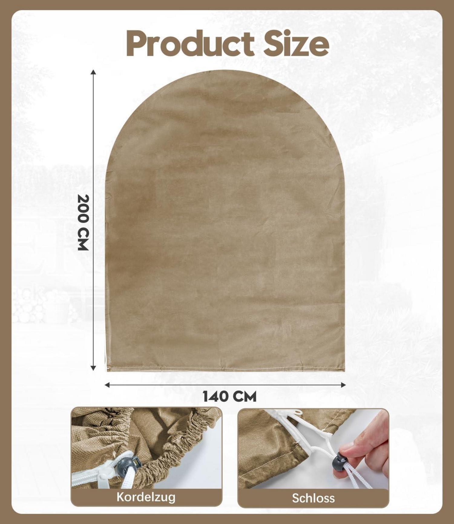 Pflanzen Frostschutz Vlies 50g/m² für Kübelpflanzen 140x200 cm Braun