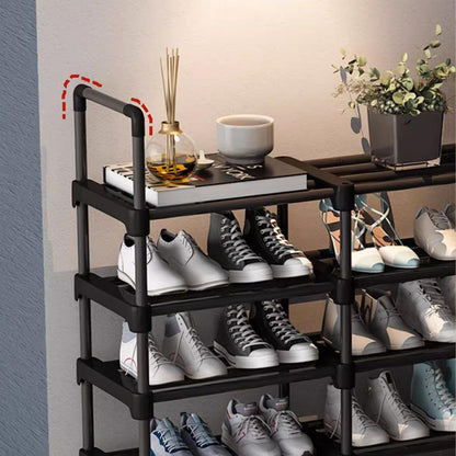 Schuhregal Schwarz Metall 180x28x145 cm Platzsparend